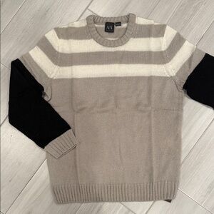A/X Armani Exchange Beige and Black Crewneck Sweater size XL